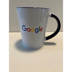 Google Coffee Mug White with Blue‎ Trim and Handle Colorful Logo